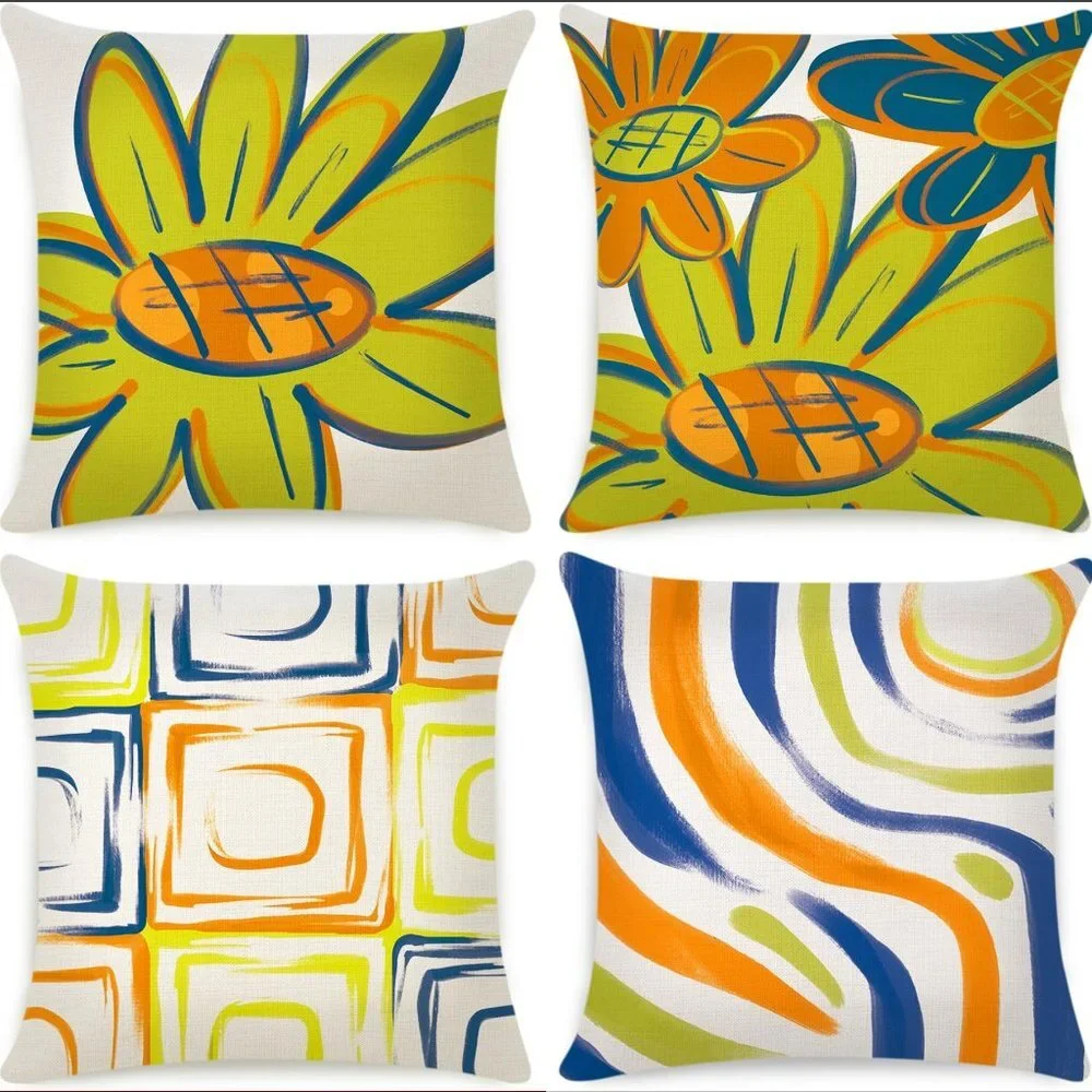 Pillow Covers 4pcs Throw Pillow Cover 18x18 Inches Bright pop prints